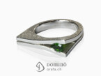 Ring with drop chrome diopside 