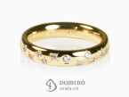 Central diamond and Stars diamonds ring Yellow gold 18 kt