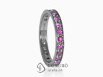 Diamonds and pink sapphires ring black rhodium 