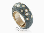 High Precious iron ring with diamonds Red gold 18 kt