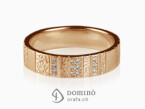 Vertical Work ring with diamonds Red gold 18 kt