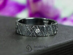 Black rhodium crossed Lines ring with diamond Black silver
