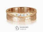Sentiero/ polished ring with diamonds Red gold 18 kt
