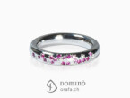 Ring with diamonds and rose sapphires White gold 18 kt