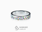 Ring with pastel stones White gold 18 kt
