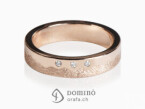 Irregular Sabbia/polished ring with 3 diamonds Red gold 18 kt