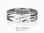 Polished Solchi rings satin finish and diamonds 18 kt White gold