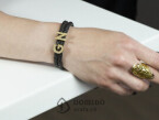 Leather bracelet with diamonds letter 