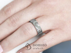 Crossed Lines diamonds and engraved Heart wedding rings 