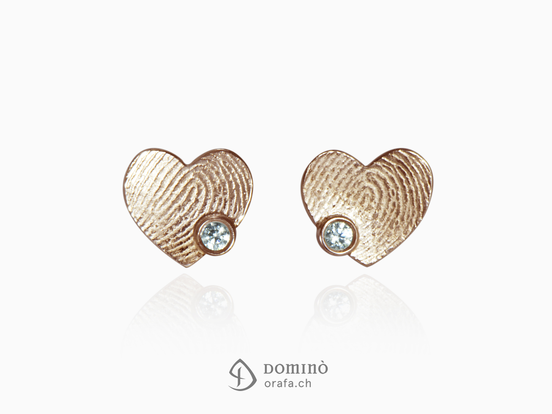 Hearts earrings with fingerprints with diamonds