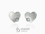 Hearts earrings with fingerprints with diamonds White gold 18 kt