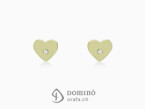 Hearts earrings with diamonds 18 kt Yellow gold