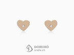 Hearts earrings with diamonds Red gold 18 kt