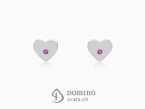 Hearts earrings with pink sapphires  White gold 18 kt