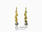 Frammenti earrings with tahitian pearls Yellow gold 18 kt