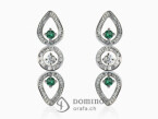 Linee earrings with emeralds and diamonds White gold 18 kt