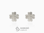 Four leaf clover earrings with fingerprints White gold 18 kt