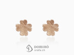 Four leaf clover earrings with fingerprints Red gold 18 kt