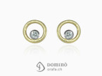 Gold earring with diamonds White and yellow gold 18 kt