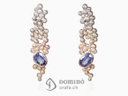 Sunrise Spheres earrings with tanzanites and diamonds White and red gold 18 kt