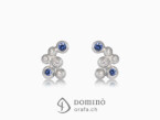 Sphere earrings with diamonds and blue sapphires White gold 18 kt